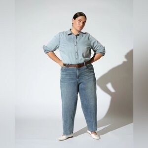 Universal Standard Lou High Rise Barrel Leg Jeans Sz 8 in Malibu Blue NWT